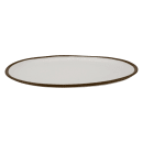 GET 11 3/4" x 9 1/4" Oval Pottery Market Dinner Plate - Melamine, Cream w/ Brown Trim (P-129-CRM) thumbnail 3