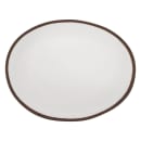 GET 11 3/4" x 9 1/4" Oval Pottery Market Dinner Plate - Melamine, Cream w/ Brown Trim (P-129-CRM) thumbnail 4