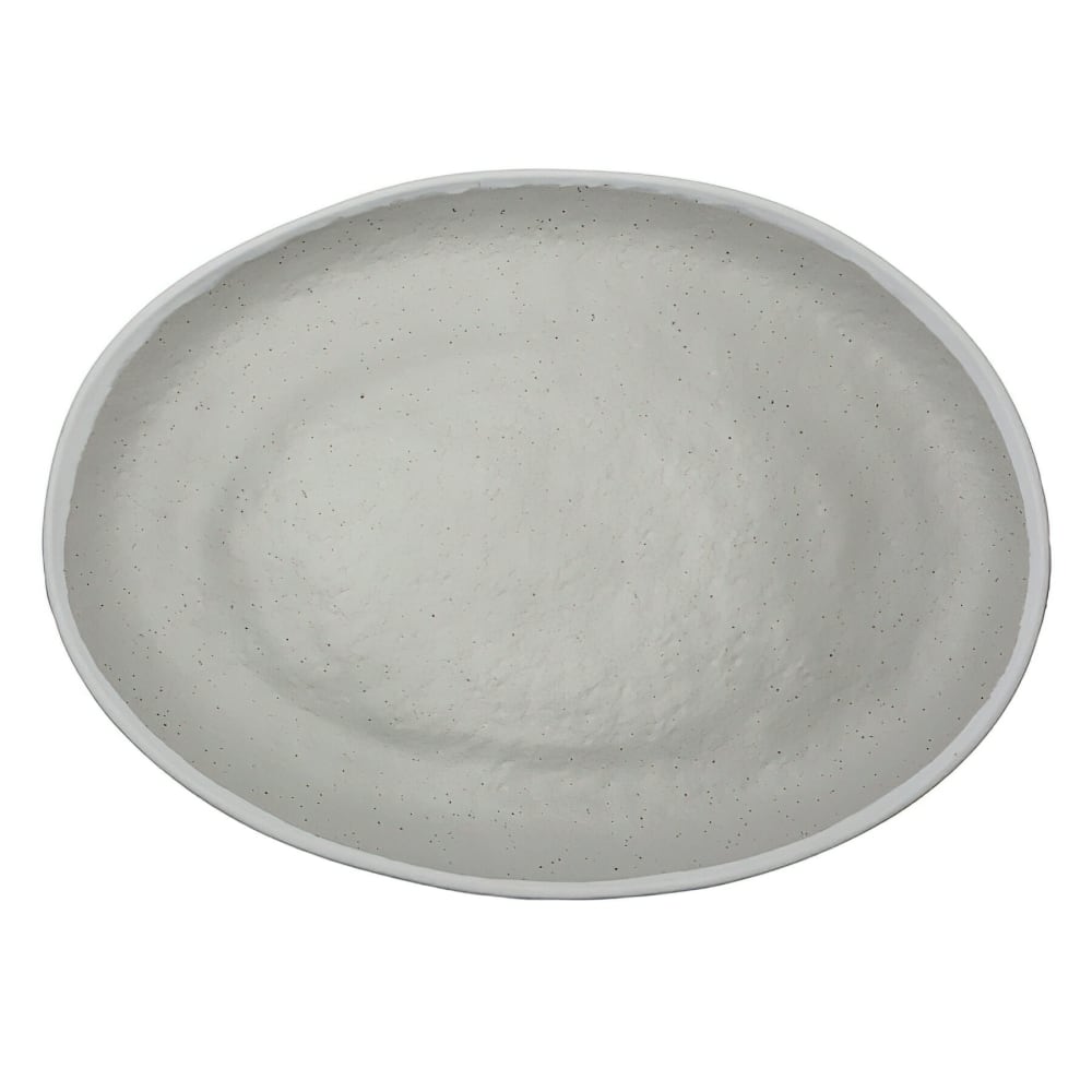 GET 11 3/4" x 9 1/4" Oval Dinner Plate - Melamine, Dove Gray w/ White Trim (P-129-DVG)