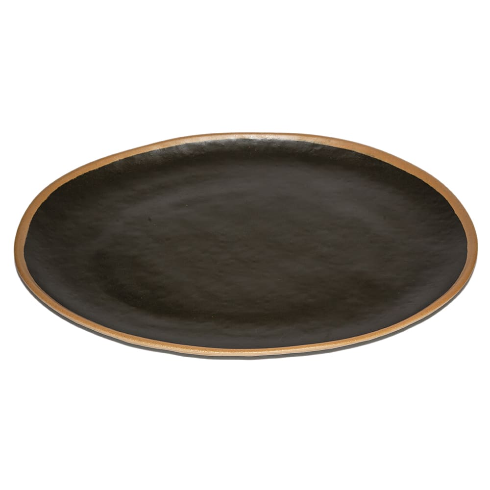 GET 18" x 13" Oval Pottery Market Platter - Melamine, Brown w/ Clay Trim (P-183-BR)