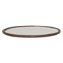 GET 7 1/2" Round Melamine Bread/Side Dish, Cream w/ Brown Trim (P-75-CRM) thumbnail 3