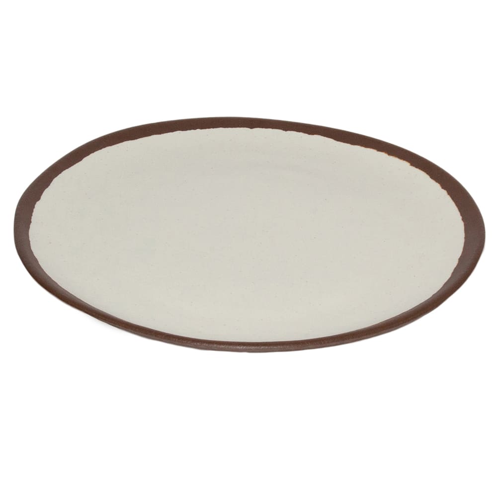 GET 9" Round Melamine Plate, Cream w/ Brown Trim (P-90-CRM)
