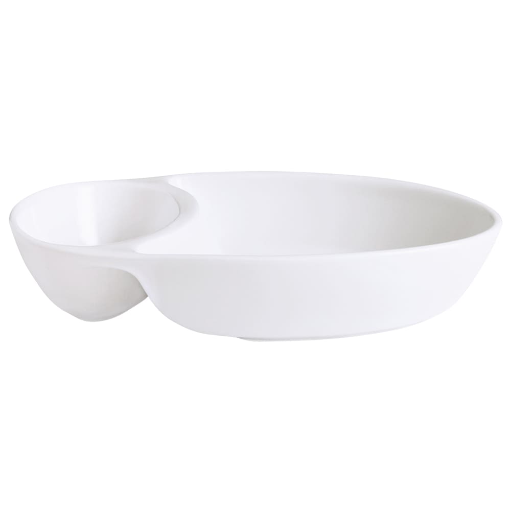GET 16.9 oz Oval Chip & Dip Dish w/ (2) Compartments - Porcelain, Bright White (PA1101439712)