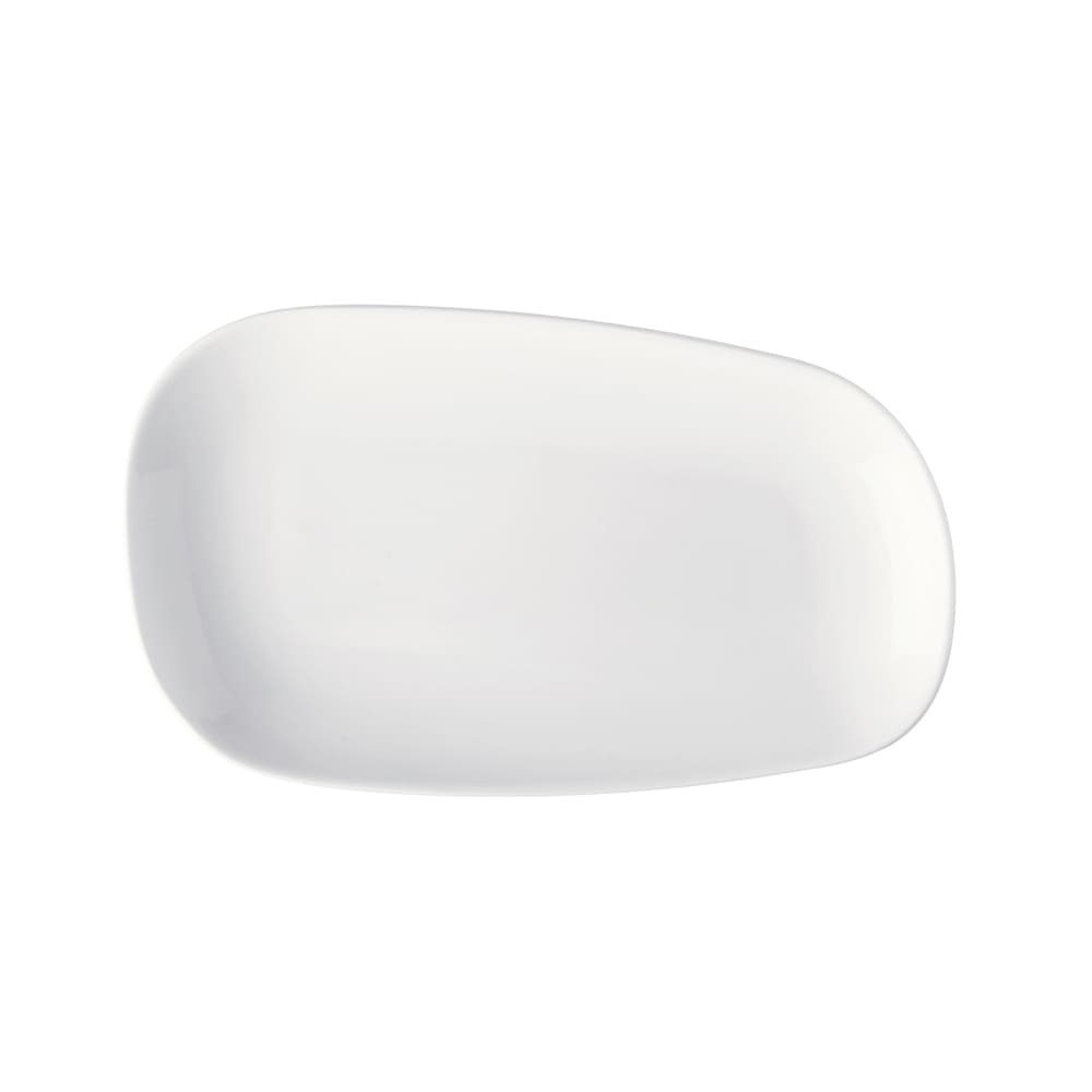 GET 9 3/4" x 5 3/4" Oblong Elegance Asymmetric Plate - Porcelain, Bright White (PA1101929524)