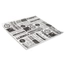 GET 12" Square Sandwich/Deli Wrap Paper - Black Typography, White (P-GT-1212-W) thumbnail 3