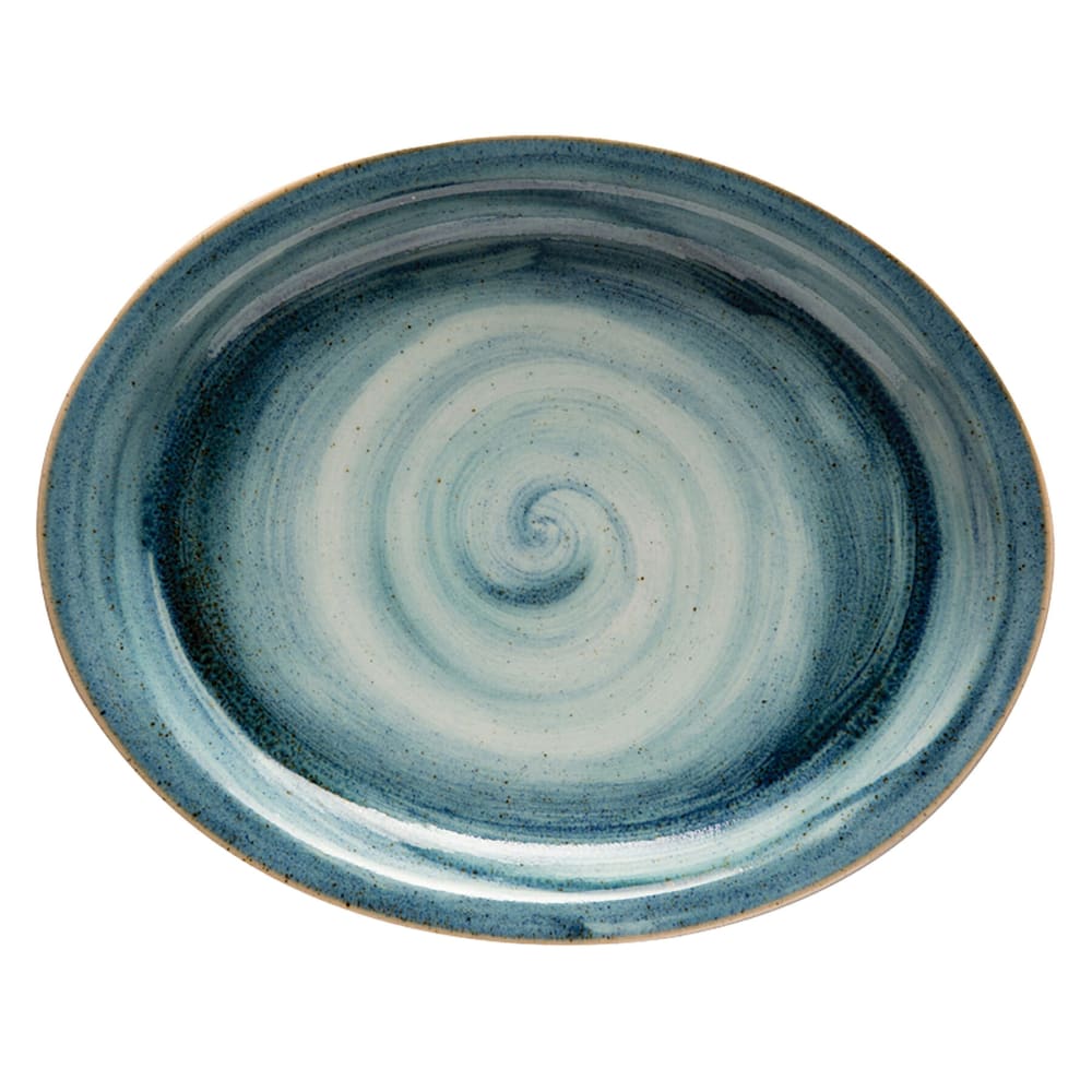 GET 11 3/4" x 9 2/3" Oval Artisan Platter - Porcelain, Blue (PP1604807712)