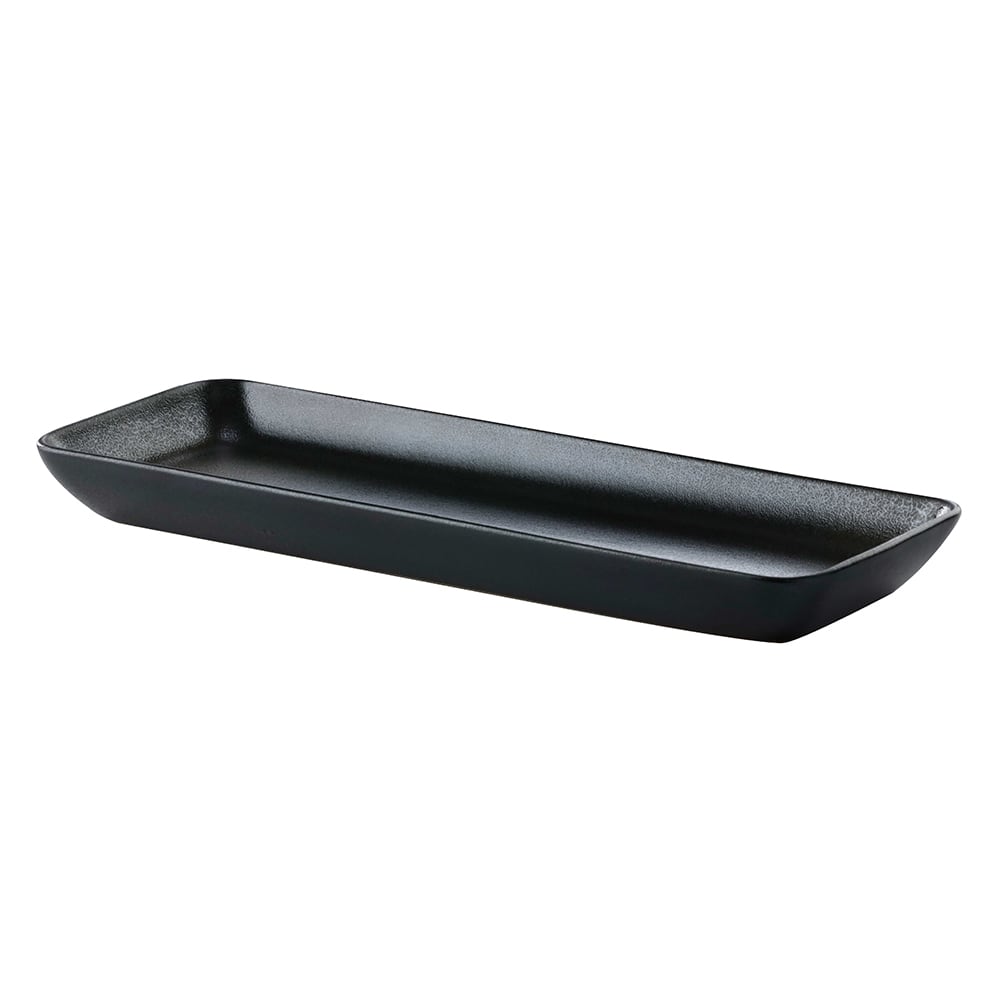 GET 14 1/6" x 5 1/2" Rectangular Cosmos Pluto Tray - Porcelain, Black (PP1941497712)