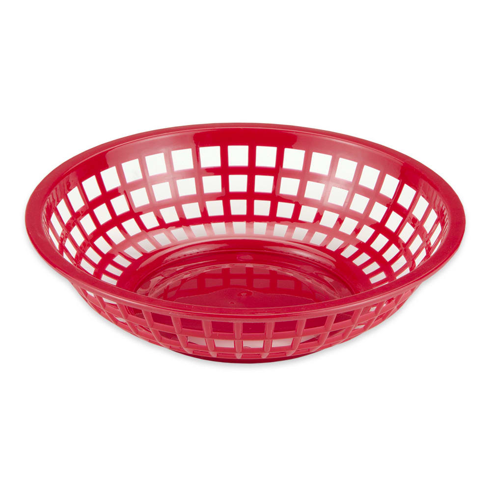GET 8" Round Bread & Bun Basket, Plastic, Red (RB-820-R)