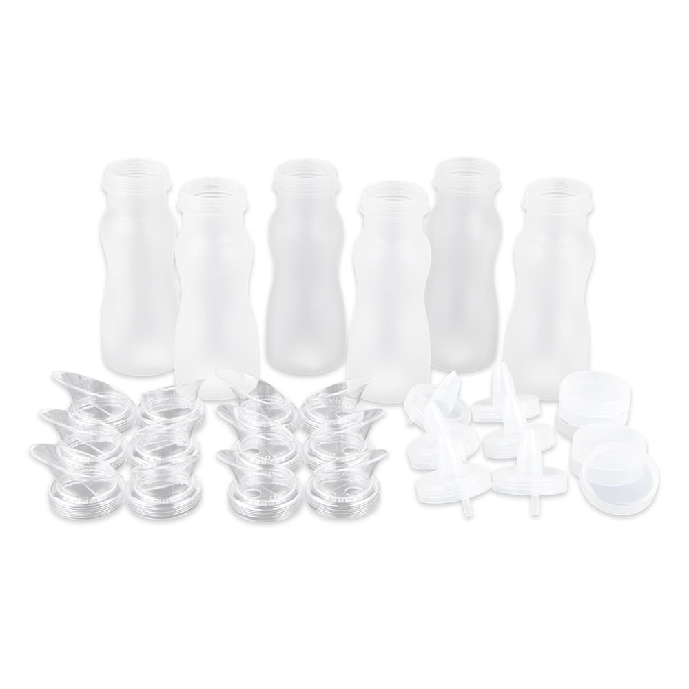 GET 30 Piece Salad Dressing Juice Bottle Set w/ Lids, Polycarbonate, Frosted (SDB-16-PC-6)