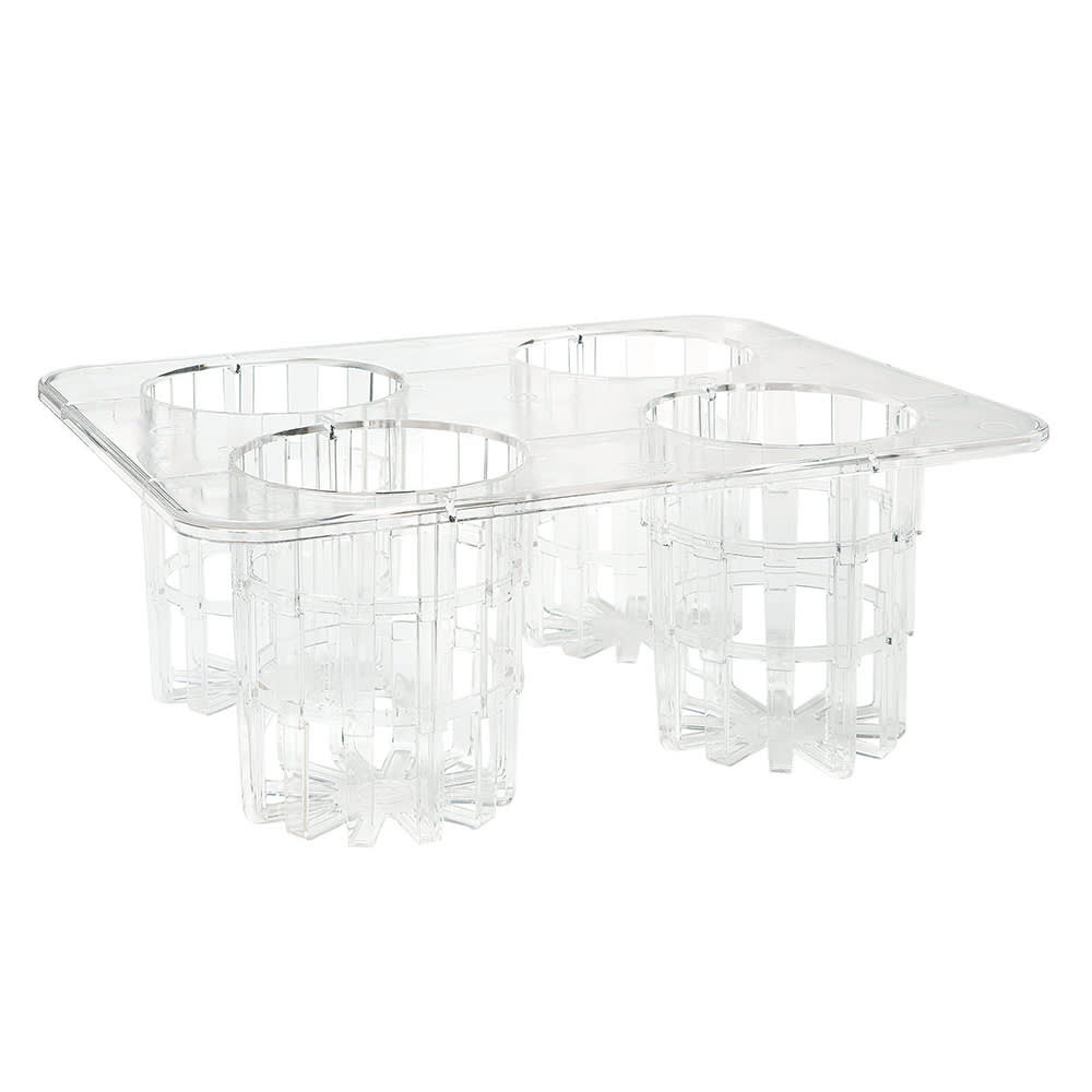 GET 4 Slot Salad Dressing Bottle Rack - Plastic, Clear (SDB-32-PC-RACK)