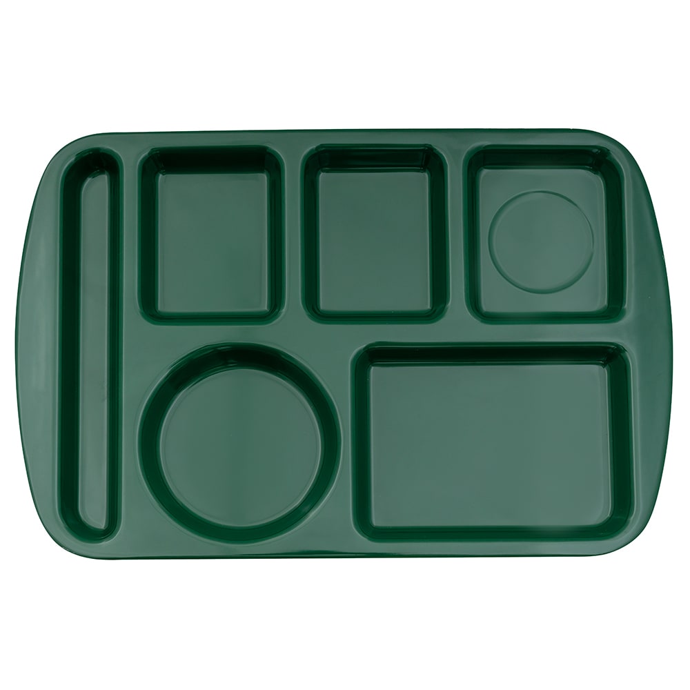 GET Melamine Rectangular Tray w/ (6) Compartments, 14 3/4" x 9 1/2", Hunter Green (TL-151-HG)