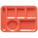 GET Plastic Rectangular Tray w/ (6) Compartments, 14" x 10", Rio Orange (TL-152-RO) thumbnail 2
