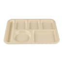 GET Plastic Rectangular Tray w/ (6) Compartments, 14" x 10", Tan (TL-153-T) thumbnail 2
