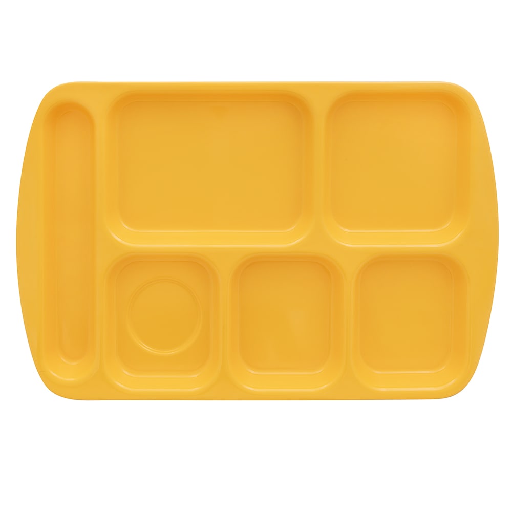 GET Melamine Rectangular Tray w/ (6) Compartments, 15 1/2" x 9 7/8", Bright Yellow (TR-151-BY)