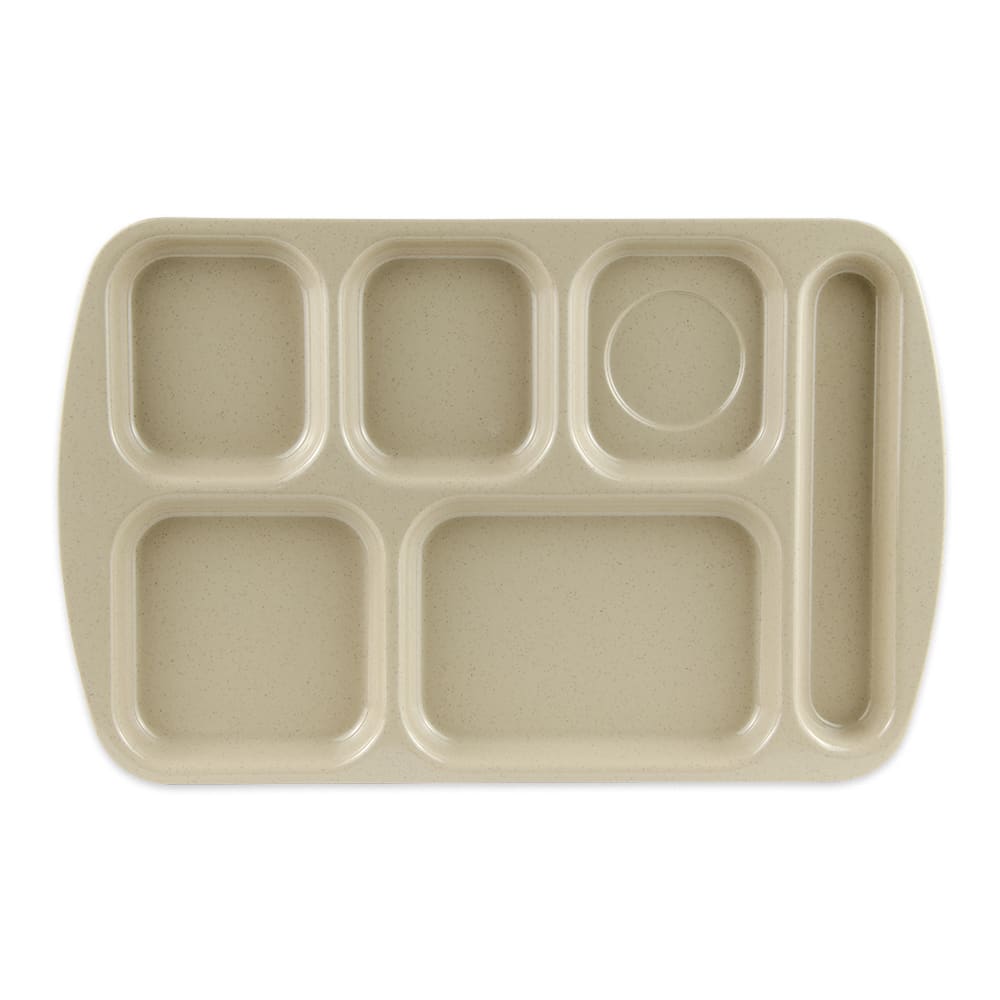 GET Melamine Rectangular Tray w/ (6) Compartments, 15 1/2" x 9 7/8", Sandstone (TR-151-S)