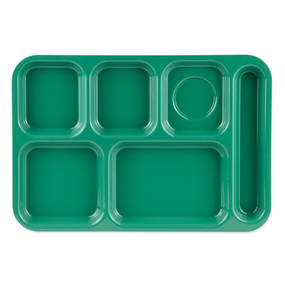 GET Plastic Rectangular Tray w/ (6) Compartments, 14 3/8" x 9 7/8", Rainforest Green (TR-152-FG)