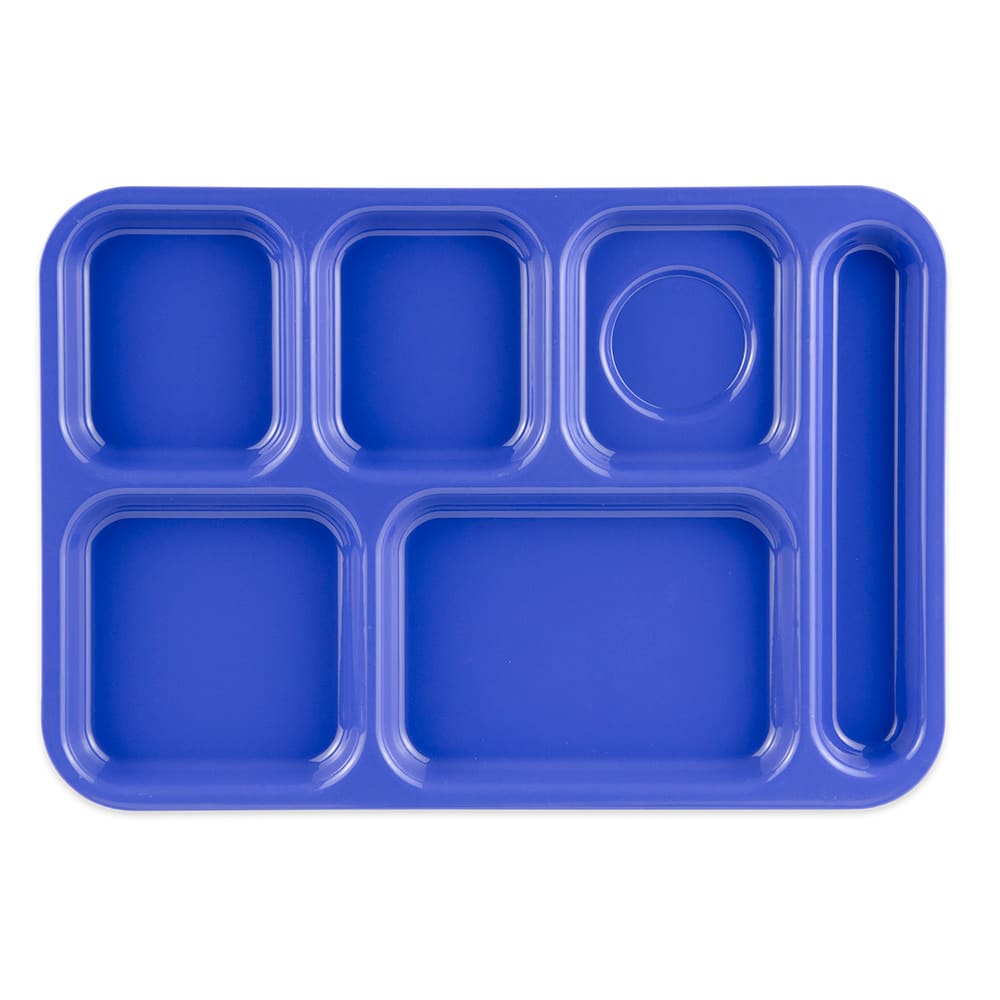 GET Plastic Rectangular Tray w/ (6) Compartments, 14 3/8" x 9 7/8", Peacock Blue (TR-152-PB)