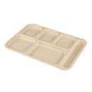 GET Plastic Rectangular Tray w/ (6) Compartments, 14 1/2" x 10", Tan (TR-153-T) thumbnail 4