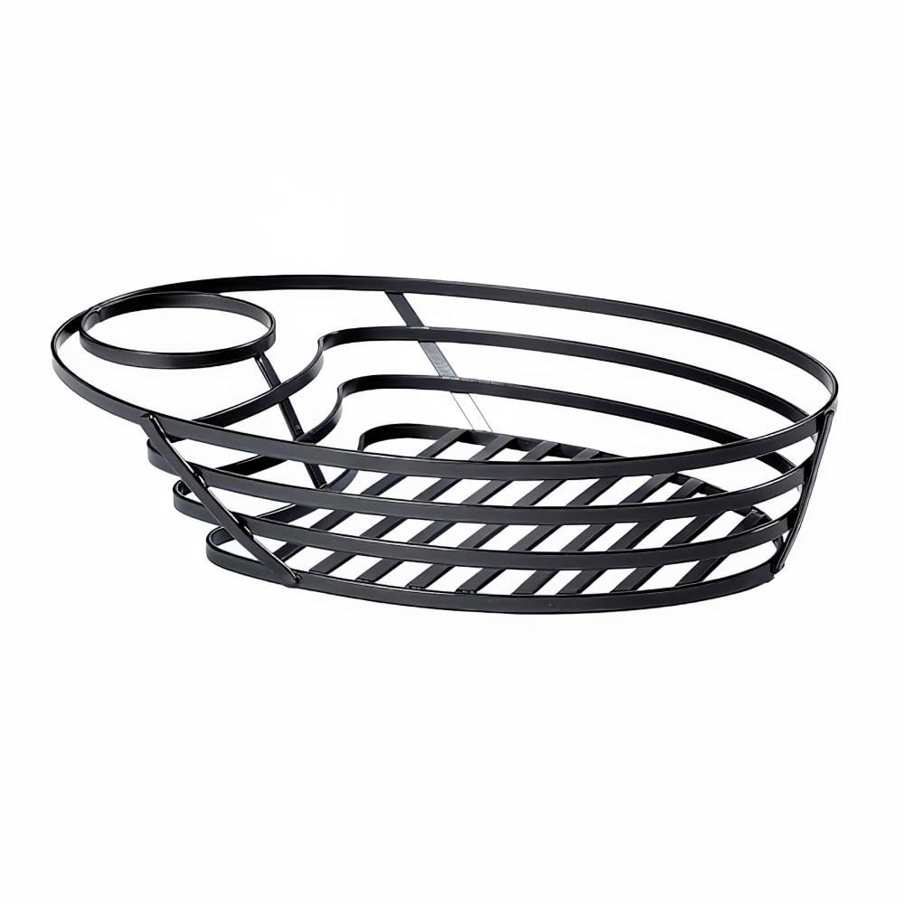 GET Oval Wire Basket w/ (1) Condiment Holder - 9 3/4" x 6 3/4", Iron, Metal Gray (WB-1060-MG)