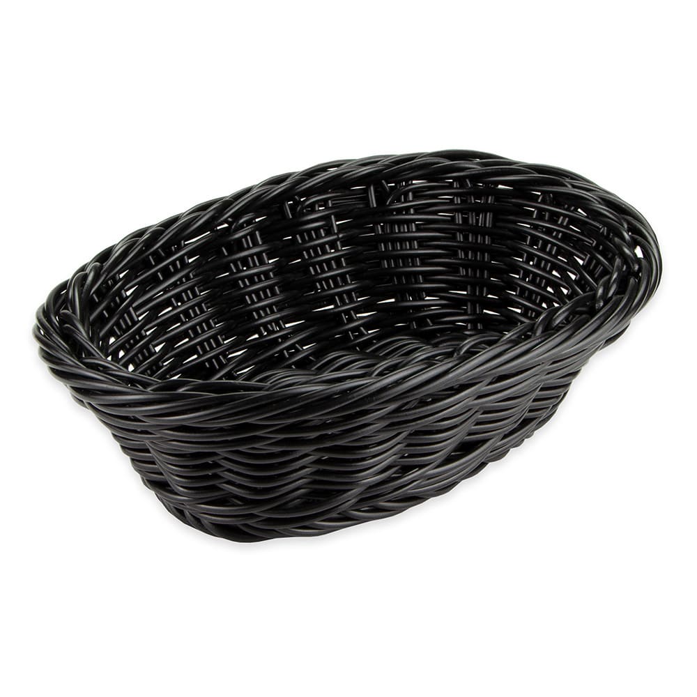 GET Oval Bread & Bun Basket, 9" x 6 3/4", Polypropylene, Black (WB-1503-BK)
