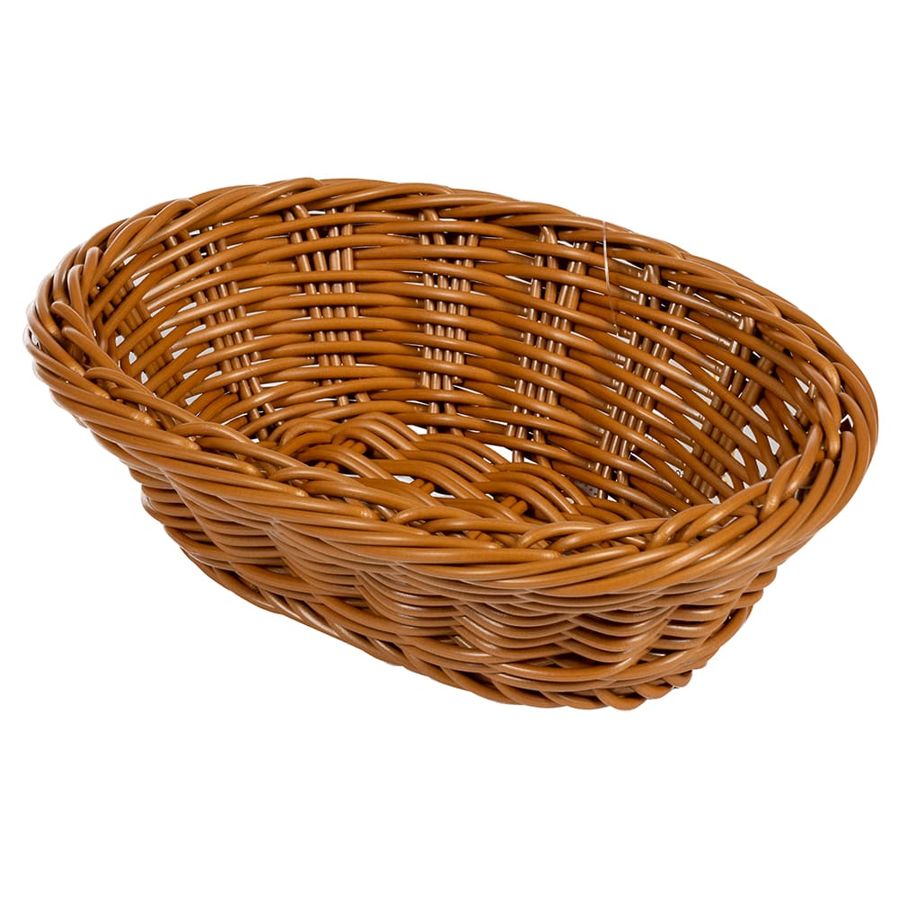 GET Oval Bread Basket, 9" x 6 3/4", Polypropylene, Honey (WB-1503-HY)