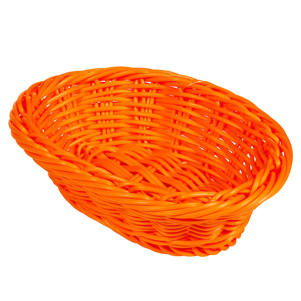 GET Oval Bread & Bun Basket, 9" x 6 3/4", Polypropylene, Orange (WB-1503-OR)
