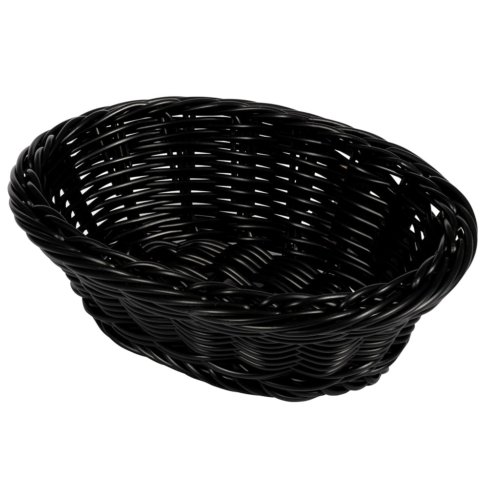 GET Oval Bread & Bun Basket, 9" x 6 3/4", Polypropylene, Black (WB-1504-BK)