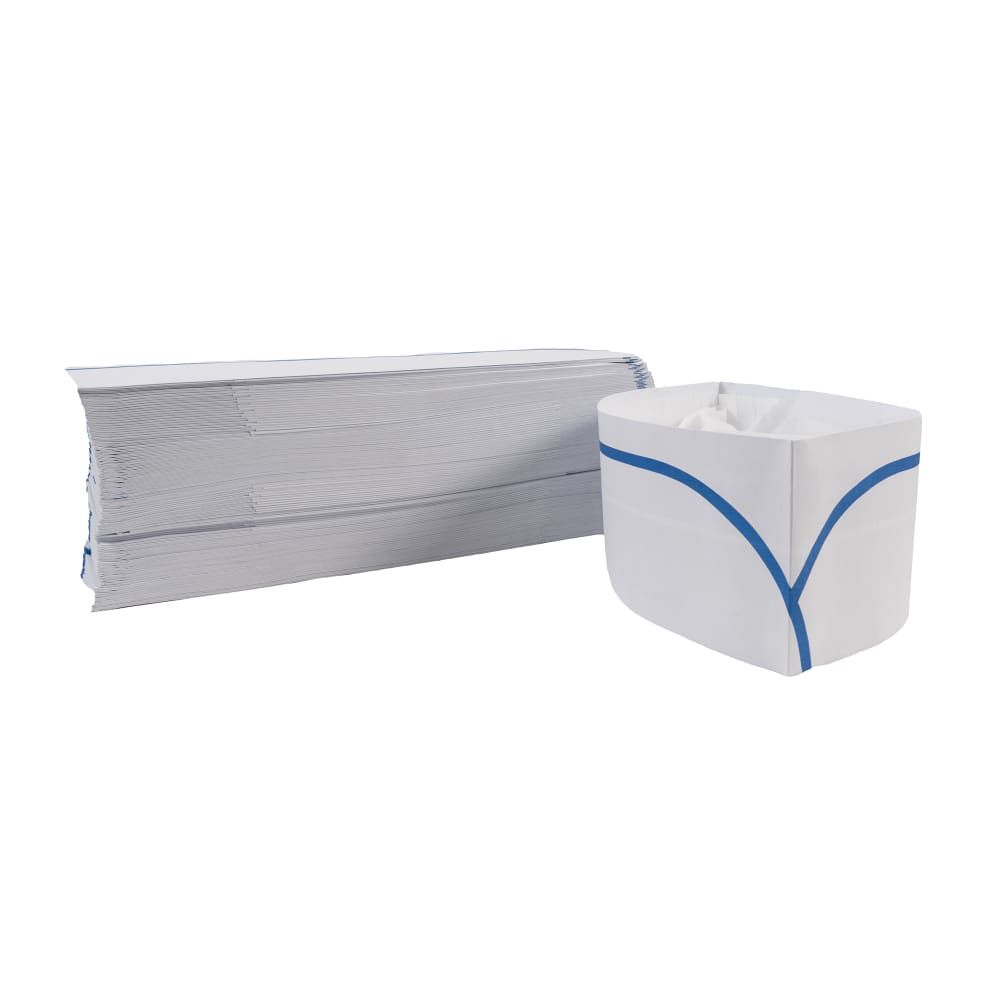 Rofson Disposable Overseas Cap - Paper, White w/ Blue Stripe (100-B)