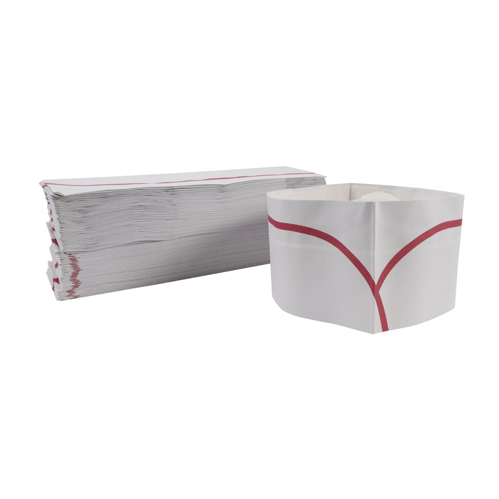 Rofson Disposable Overseas Cap - Paper, White w/ Red Stripe (100-R)