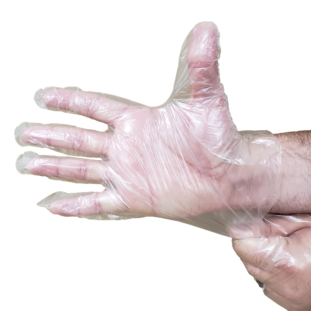 Rofson Disposable Embossed Poly Gloves - Clear, Medium (SB501M)