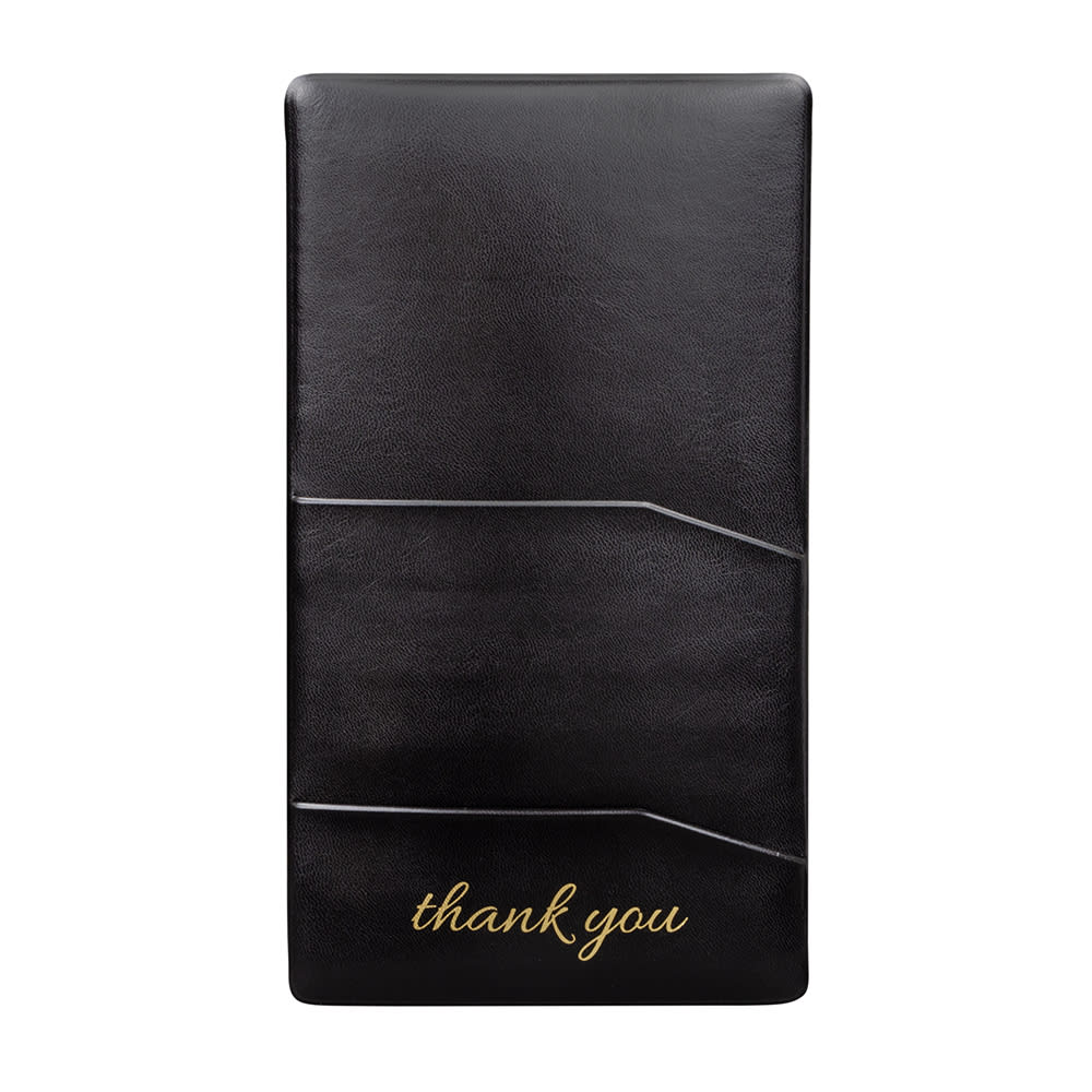 Risch Single-Panel Check Presenter - 5" x 9", Vinyl, Black w/Gold "Thank You" (1000P BLACK)