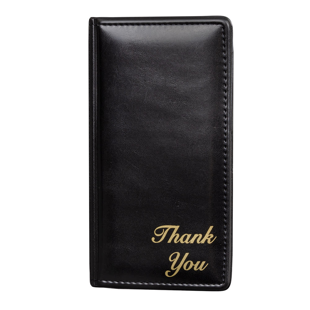 Risch Double-Panel Guest Check Holder - 5" x 9", Padded Vinyl, Black (5000PBLACKTHANKYOU)