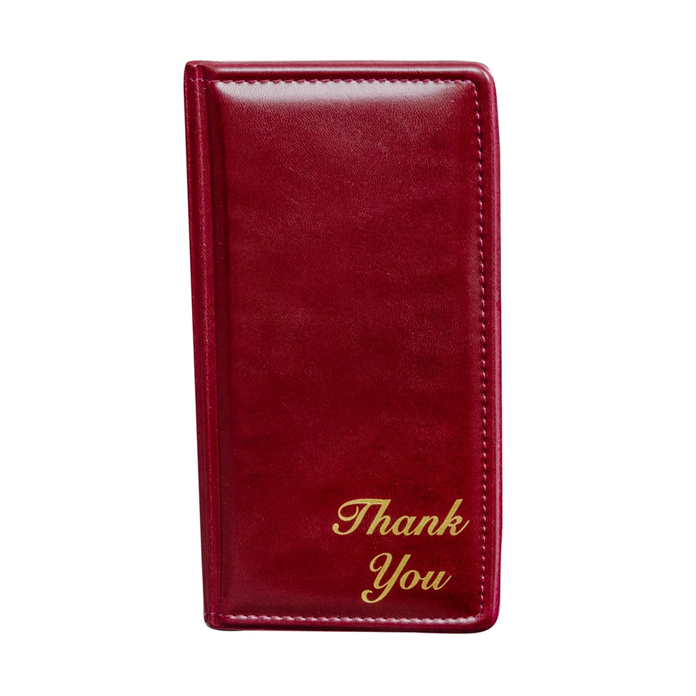 Risch Double-Panel Guest Check Holder - 5" x 9", Padded Vinyl, Wine (5000PWINETHANKYOU)
