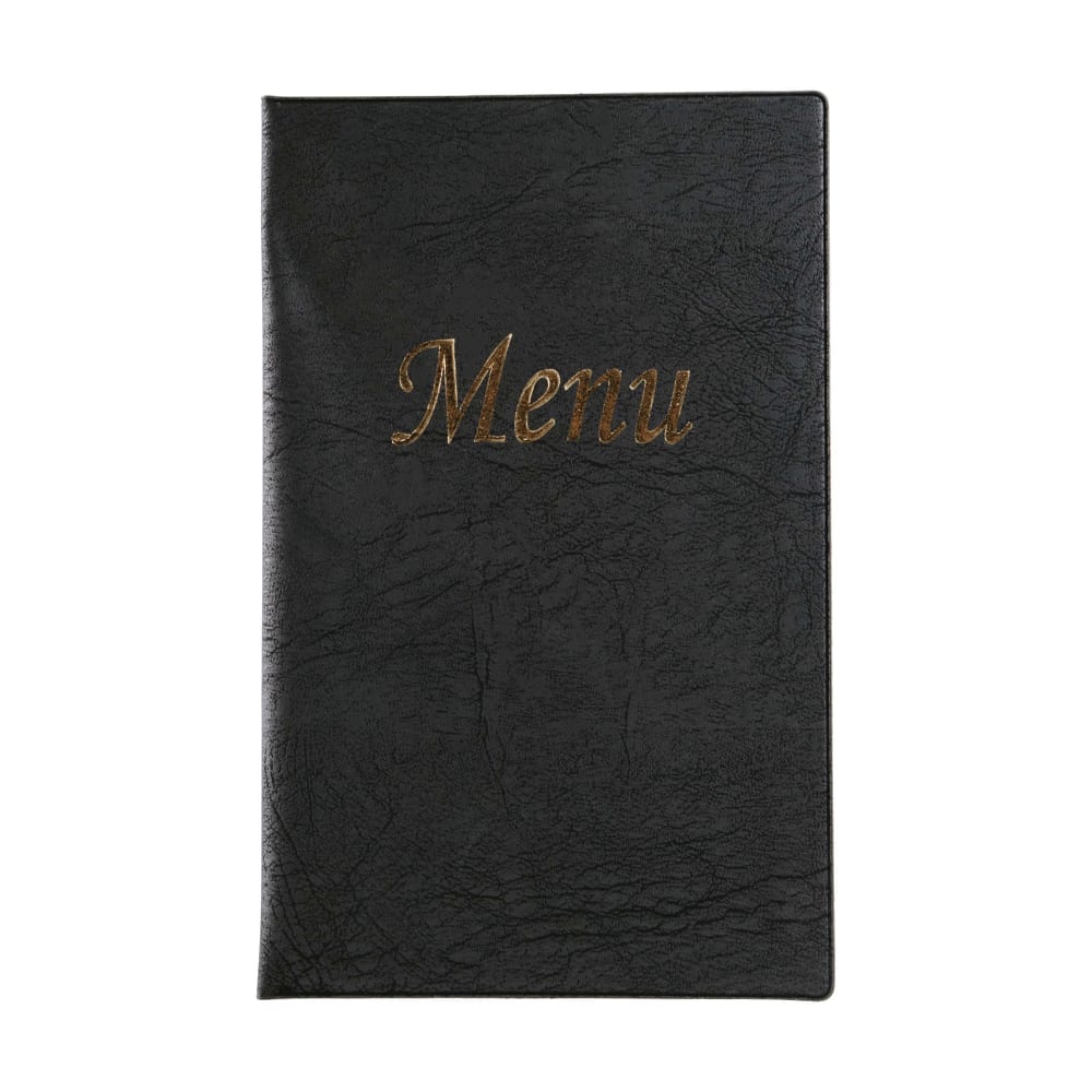 Risch Double Pocket Vinyl Menu Cover - 5 1/2" x 8 1/2",  Midnight Black (700 5.5X8.5)