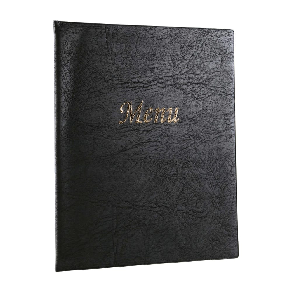 Risch Double Pocket Vinyl Menu Cover  - 8 1/2" x 11", Midnight Black (700 8.5X11)