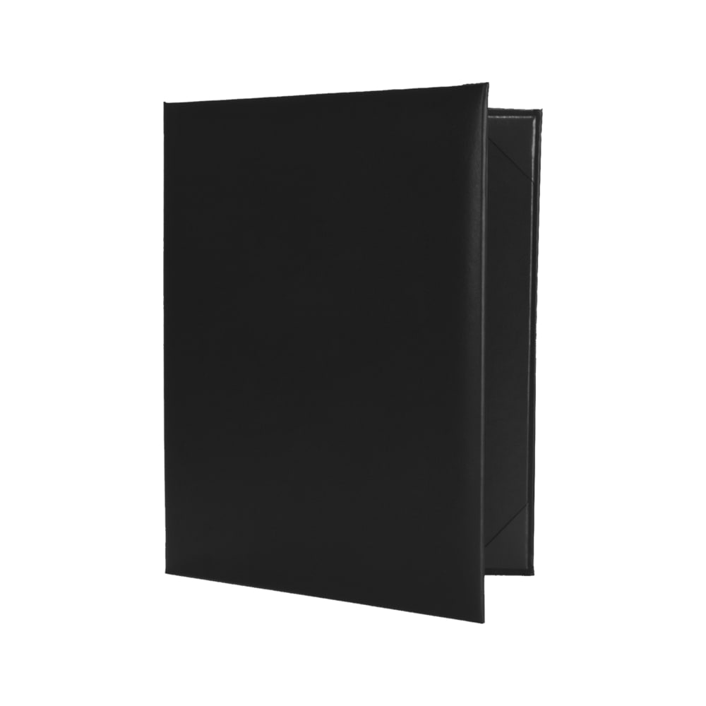 Risch Folding Menu Cover w/ (2) Panels - 8 1/2" x 11", Padded, Black (OM-2V 8.5X11)