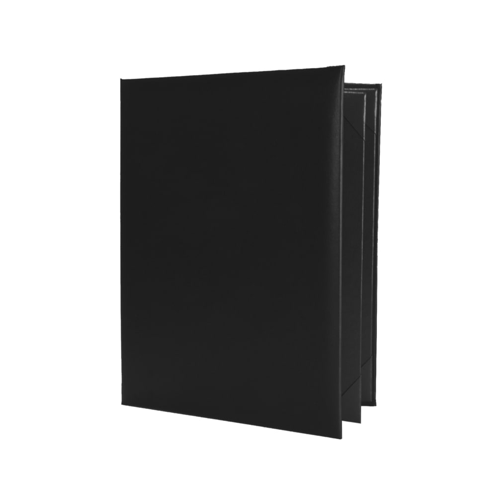Risch Folding Menu Cover w/ (4) Panels - 8 1/2" x 11", Padded, Black (OM-4V 8.5X11)
