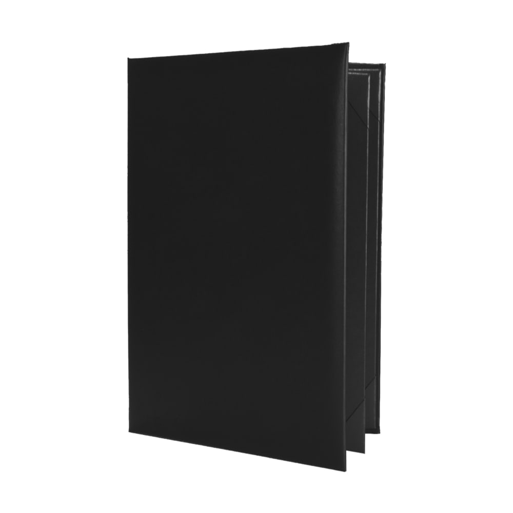 Risch Folding Menu Cover w/ (4) Panels - 8 1/2" x 14", Padded, Black (OM-4V 8.5X14)