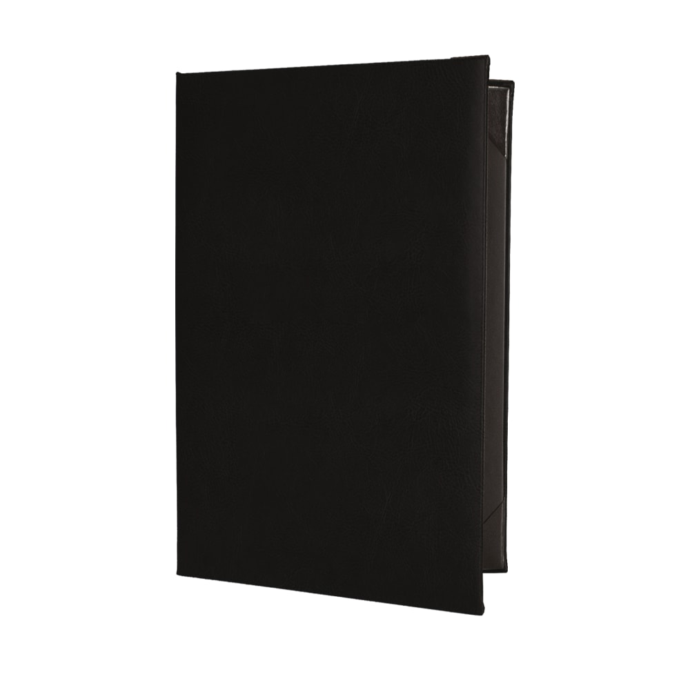 Risch Folding Menu Cover w/ (2) Panels - 8 1/2" x 14", Padded, Black (TAM-2V 8.5X14)