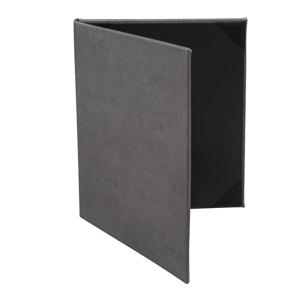 Risch Double Fold Menu Cover - 8 1/2" x 11", Soft Leather, Gray (TAM-2V8.5X11 GRAY)