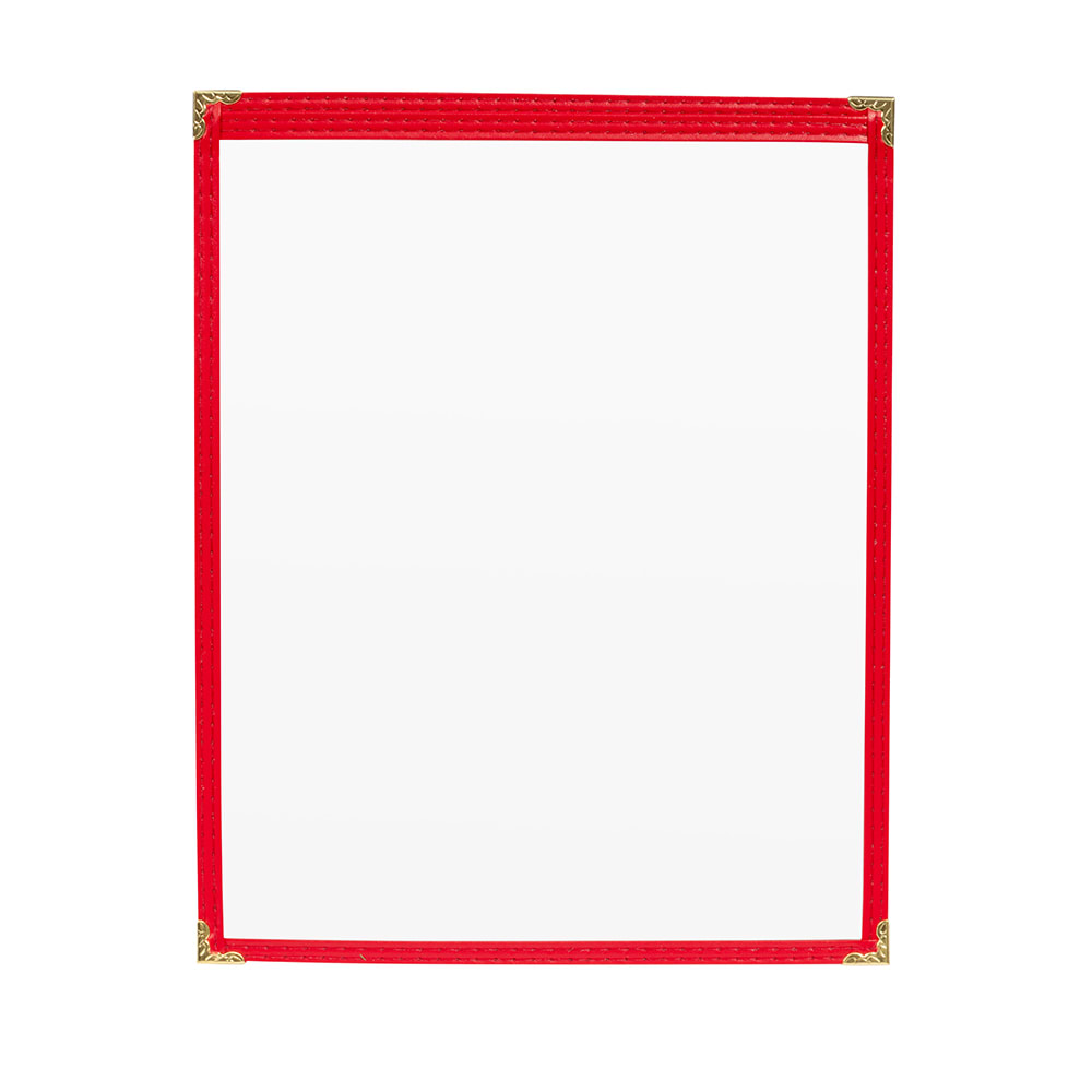Risch Single Pocket Vinyl Menu Cover, 8 1/2"W x 11"H, Red Leatherette (TES 8.5X11)