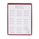 Risch Single Pocket Vinyl Menu Cover, 8 1/2"W x 11"H, Maroon Leatherette (TES 8.5X11) thumbnail 4
