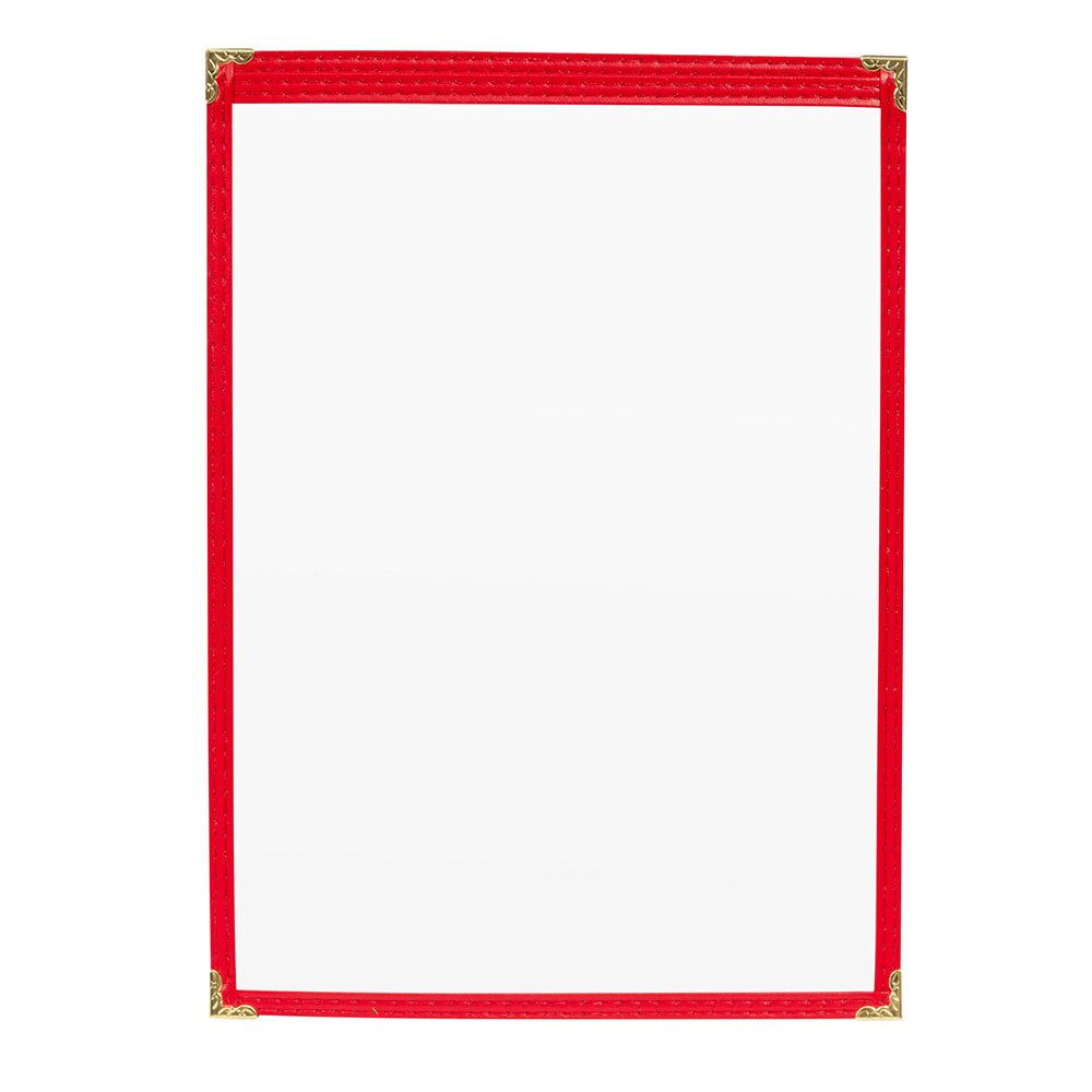 Risch Single Pocket Vinyl Menu Cover, 8 1/2"W x 14"H, Red Leatherette (TES 8.5X14)