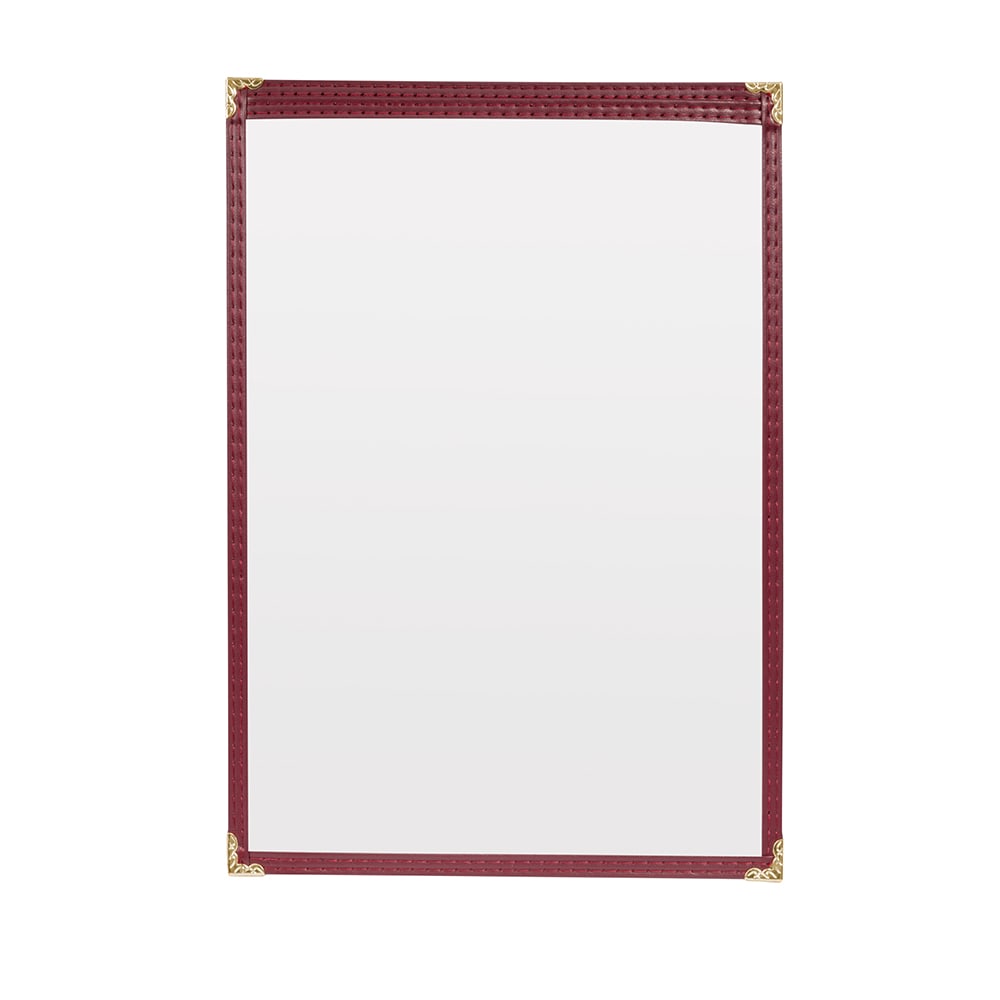 Risch Single Pocket Vinyl Menu Cover, 8 1/2"W x 14"H, Maroon Leatherette (TES 8.5X14)