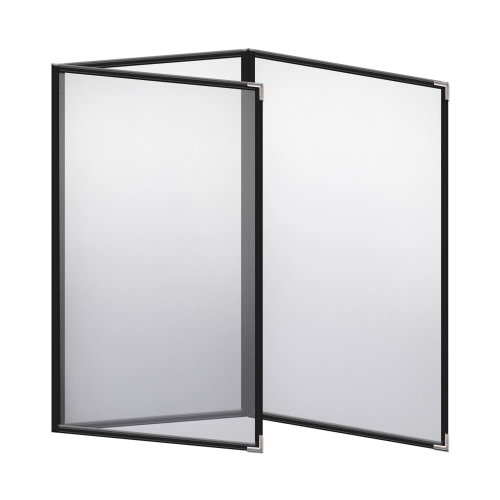 Risch Triple Pocket Vinyl Menu Cover, 8 1/2"W x 14"H, Black Leatherette (TET 8.5X14)