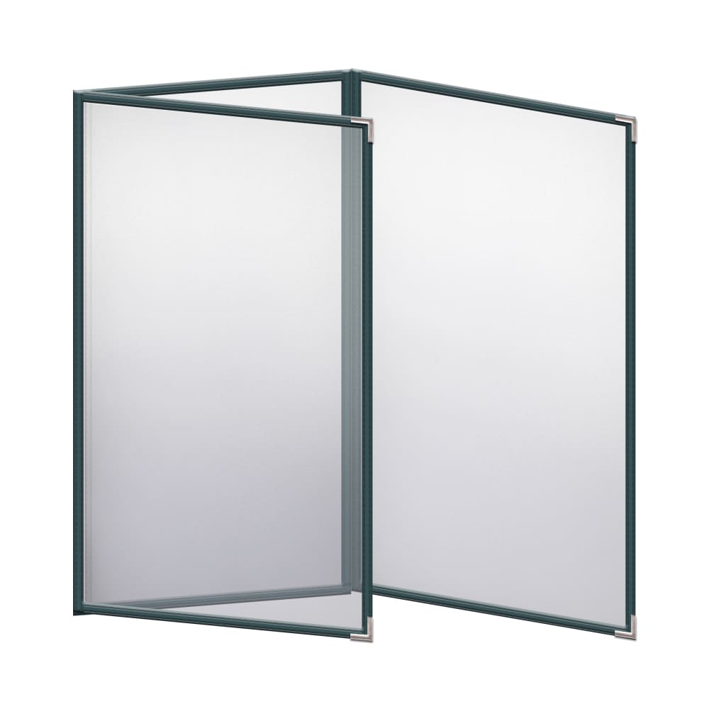 Risch Triple Pocket Vinyl Menu Cover, 8 1/2"W x 14"H, Green Leatherette (TET 8.5X14)