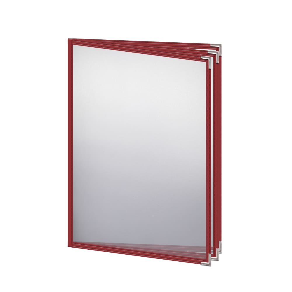 Risch Triple Pocket Vinyl Menu Cover, 8 1/2"W x 11"H, Red Leatherette (TETB 8.5X11)