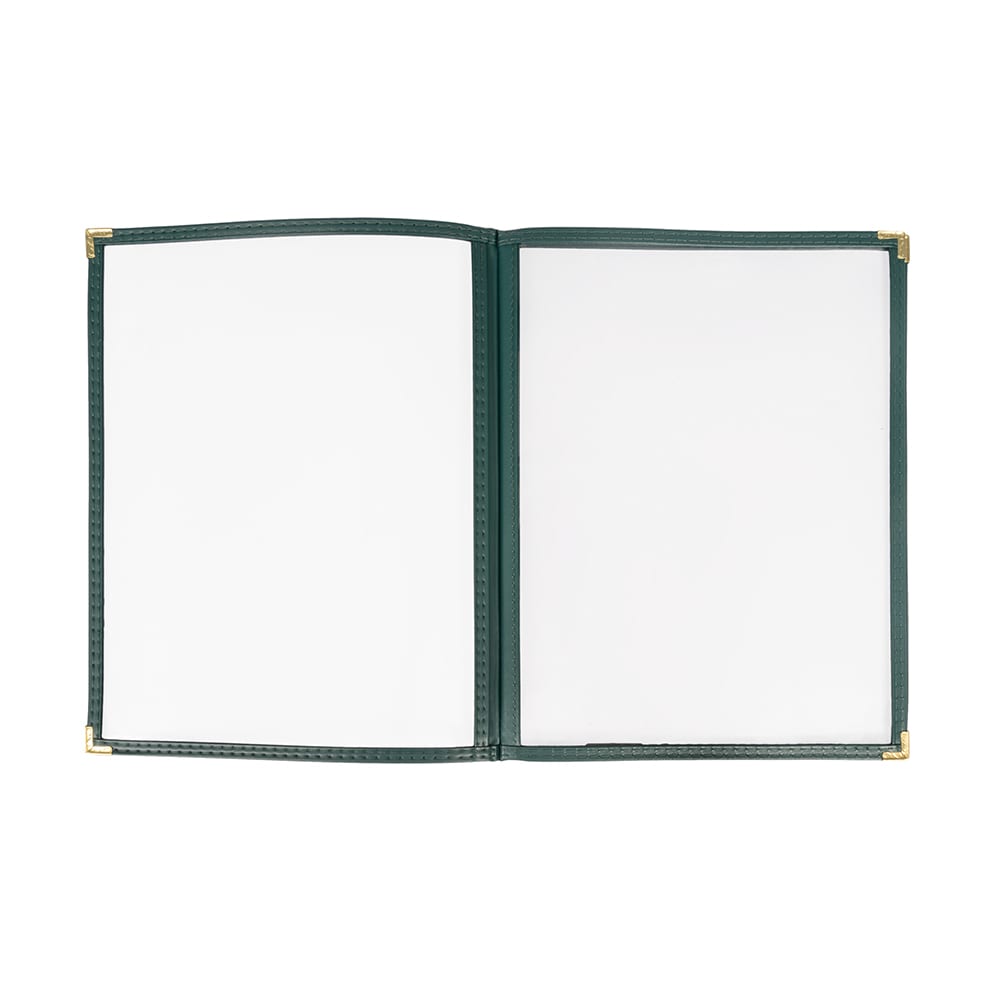 Risch Triple Pocket Vinyl Menu Cover, 8 1/2"W x 11"H, Green Leatherette (TETB 8.5X11)