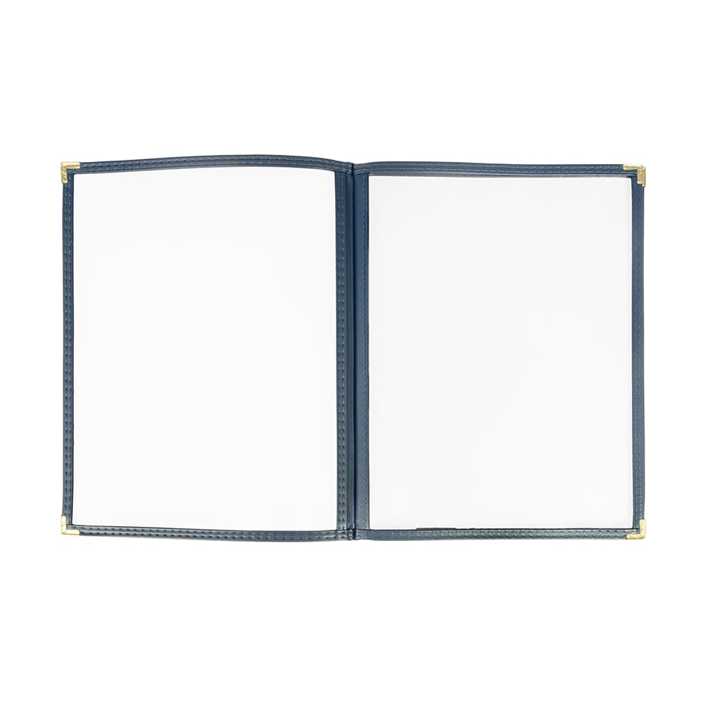 Risch Triple Pocket Vinyl Menu Cover, 8 1/2"W x 11"H, Blue Leatherette (TETB 8.5X11)