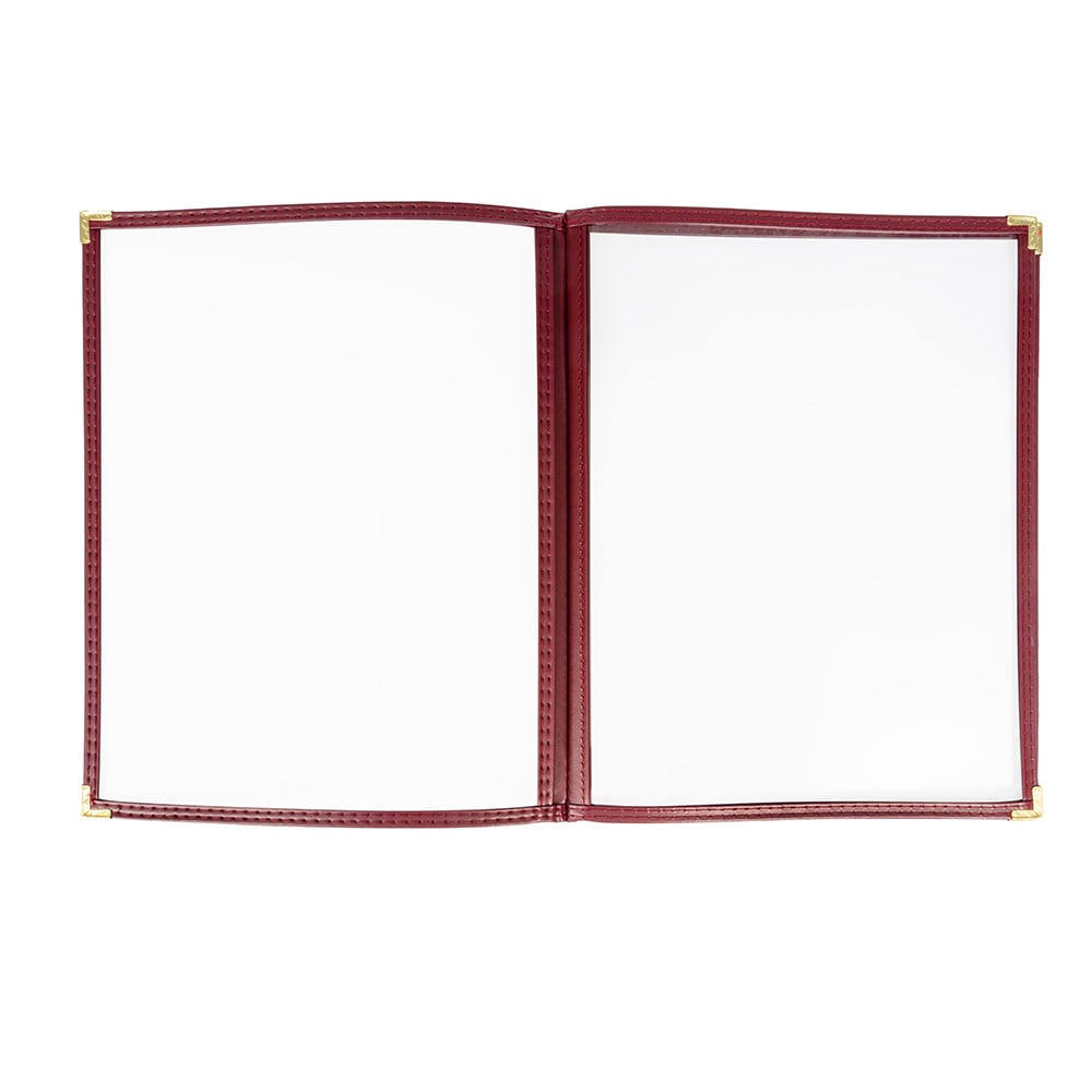 Risch Triple Pocket Vinyl Menu Cover, 8 1/2"W x 11"H, Maroon Leatherette (TETB 8.5X11)